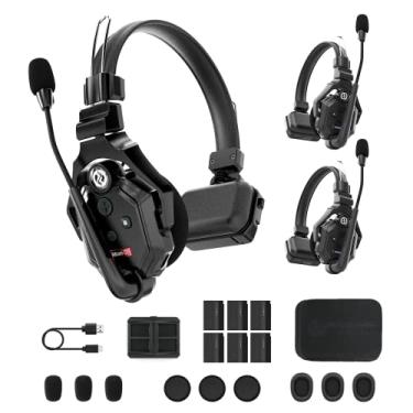Imagem de Hollyland Solidcom C1 3 Pessoas 1100ft Sistema de Intercomunicação de Headset Sem Fio Full-Duplex para Comunicação em Equipe Fale Sozinho-Headset de Ouvido com 1 Master e 2 Headsets Remotos