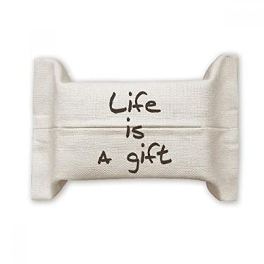 Imagem de Life is a Gift, citações inspiradoras, capa de papel para lenços faciais, bolsa de linho de algodão