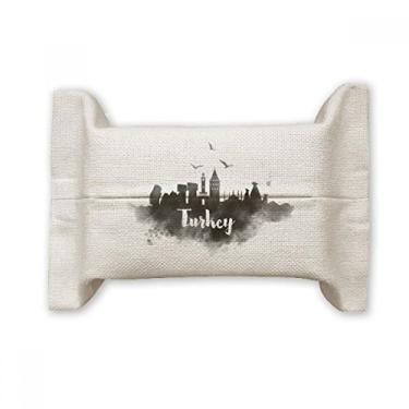 Imagem de Turkey Landmark Ink Suporte de capa de papel para lenços faciais para pintura de cidade, saco de linho de algodão