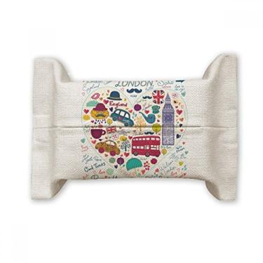 Imagem de Love Heart Big Ben Bus Bandeira de Marco do Reino Unido Suporte de capa de papel de tecido de algodão saco de linho