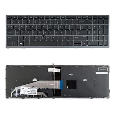 Imagem de Yuchao Teclados de substituição Teclado da versão dos EUA com luz de fundo para o HP Zbook 15 17 G3 848311-001 Acessórios para computador