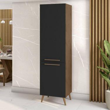 Imagem de Paneleiro Simples 3 Prateleiras 2 Portas Favorita Marrom/Preto