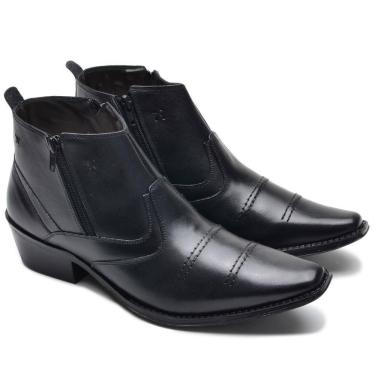 Imagem de Bota Masculina Country Cano Curto Bico Fino Blaqueado Zíper