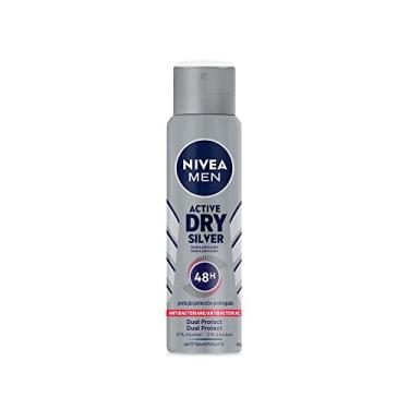 Imagem de NIVEA MEN Desodorante Antitranspirante Aerossol Silver Protect 150ml - Proteção prolongada de 48h, com íons de prata, combate 99,9% das bactérias, sem alumínio, corantes e conservantes