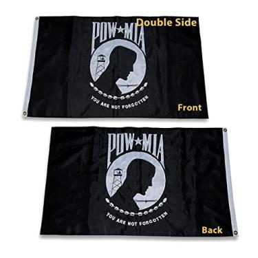Imagem de Homissor Bandeira Pow Mia bordada 2 x 3 ao ar livre - Heavy Duty dupla face You are Not Forgotten War Flags 300D Nylon Militar Feito nos EUA Bandeiras Pow para Exterior (0,6 x 0,91 m)