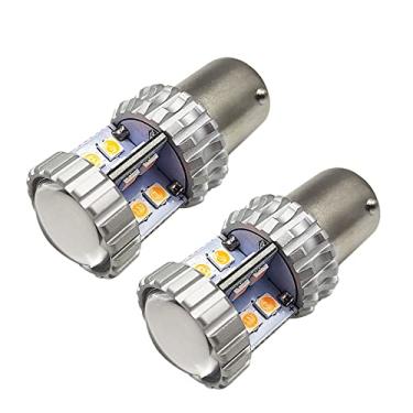 Imagem de Ruiandsion 2 lâmpadas de LED 1156 1141 1003 amarelas âmbar 10-30V 3030 20SMD BA15S 7506 com projetor de substituição para luzes de seta de carro e motocicleta
