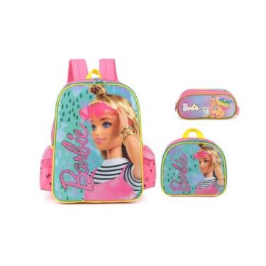 Imagem de Kit Escolar Barbie Modelo Mochila Costas + Lancheira Estojo - Luxcel