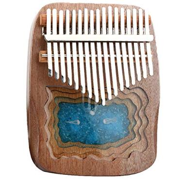 Imagem de Piano de dedo 17 teclas kalimba polegar instrumento musical tradicional, polegar de bolso piano de dedo resina de mogno, piano Mbira para amantes de música, (17 cm X 13 cm) M
