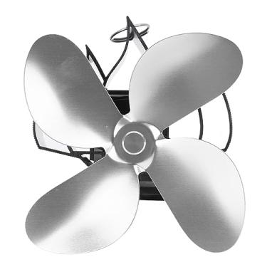 Imagem de Ventilador de Lareira Montado na Parede, Baixo Ruído, 4 Lâminas, Fogão Movido a Calor, Liga de Alumínio, Economia de Energia para Sala de Estar (Prata)