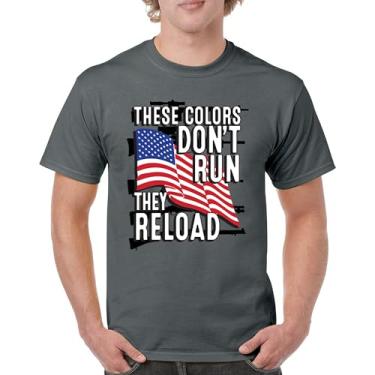 Imagem de Camiseta masculina These Colors Don't Run They Reload 2nd Amendment 2A Don't Tread on Me Second Right Bandeira Americana, Carvão, XXG