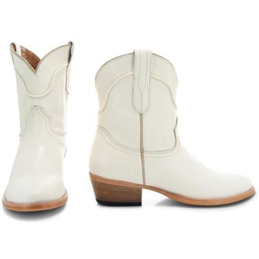 Imagem de Soto Boots Bota feminina de couro Western M1002, Branco, 37