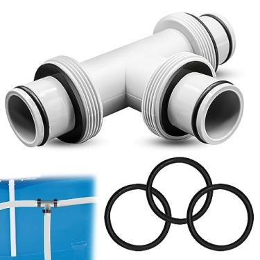 Imagem de Adaptador de mangueira de piscina, acoplamento de conector de mangueira de piscina de 3,8 cm a 3,8 cm com 3 juntas de borracha, conectores de bomba de piscina com junta em T para adaptador de filtro