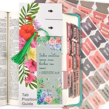Imagem de Guias de índice da Bíblia Espanhola Novo e Antigo Testamento Design Floral Laminado Fosco, Suprimentos para Diário da Bíblia - 122 peças (terracota)