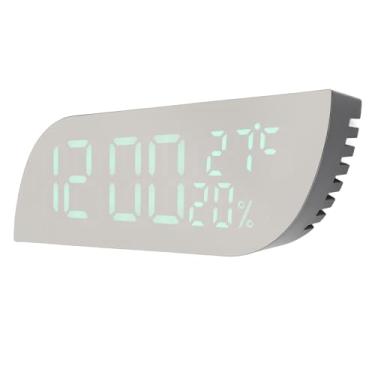 Imagem de Despertador Digital, Relógio de Mesa Espelhado, Preciso, Silencioso, Temperatura, Umidade, Multifuncional, para Escritório, para Ambientes Internos (Luz verde)