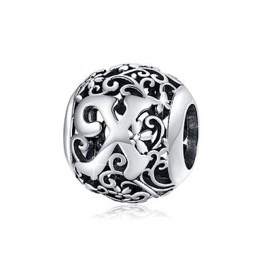 Imagem de Pulseira de prata esterlina 925 A-Z com letra inicial berloques do alfabeto para pulseiras Pandora, miçangas, colar faça você mesmo, pingentes de tornozeleira para mulheres e meninas, presentes de