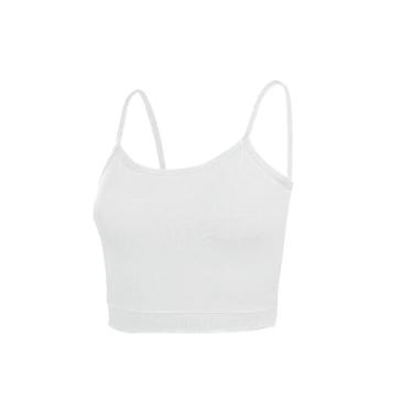 Imagem de NEWITIN Pacote com 4 camisetas com alças finas e alças ajustáveis para mulheres e meninas, Branco, GG