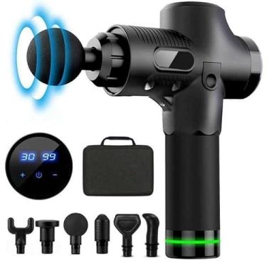 Imagem de Pistola Massageadora, Profissional, Portátil, Com Maleta, Sem Fio, Recarregável, Tela LCD, 30 Velocidades, 6 Ponteiras, Massagem Relaxamento, Massagem Muscular, Liberação Miofascial, Uso Pessoal, Fisioterapia, Carregamento USB - Tipo C, Bivolt, 3.200 repetições/min, Bateria de Longa Duração, Leve, S