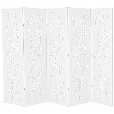 Imagem de Biombo Pintado Divisoria Separador de Ambiente MDF Preto ou Branco (Branco, 5 Floral)