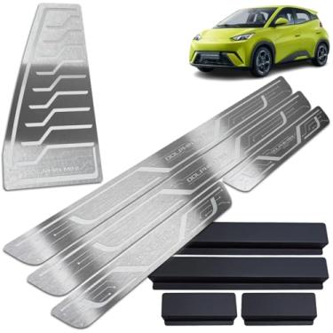 Imagem de Soleiras Aço Inox Dolphin Mini com Descanso e Vinil adesivo Protetor (Prata - Soleiras Inox Escovado)