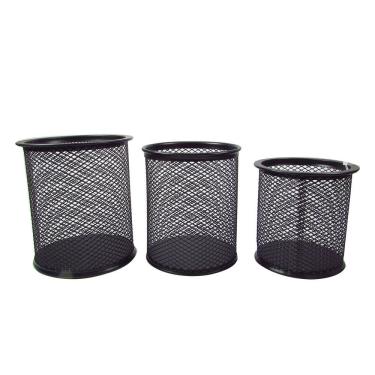 Imagem de Kit 3 Organizadores Redondo Porta Lápis Caneta e Clips Em Metal 