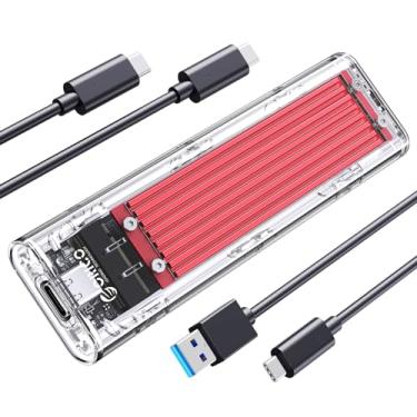Imagem de ORICO NVME M.2 para tipo-C USB3.1 Gen2 10Gbps Adaptador de disco rígido externo transparente para 2280 2260 2242 2230 PCI-E M2 M-Key SSD, USB tipo C Conversor Case (TCM2-Red)