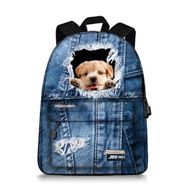 Imagem de JBS-NO.1 Mochila fofa de gatos para adolescentes meninos, bolsas de livros de lona para escola, Laptop, Dog1, 11.4”(L)*6.9”(W)*15.4”(H)