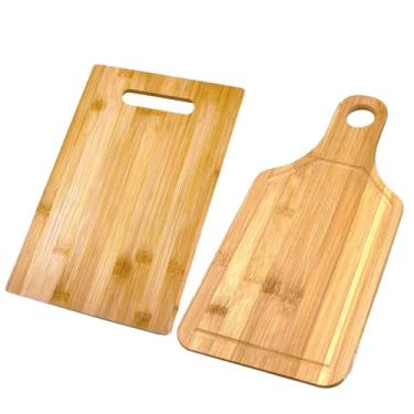 Imagem de Conjunto - Tábua de corte retangular de bambu mais tábua de corte de pá | Para fins de gravação personalizada | Placa de bambu em branco premium (Retangular 30,5 x 23 cm Pá 33 x 15 cm)