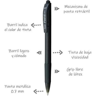 Imagem de Caneta Esferográfica Retrátil Feel It 0,7mm Pentel, Preta