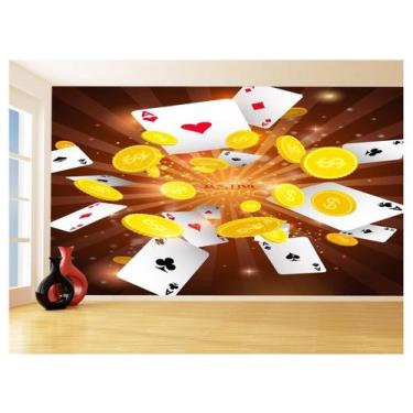 Imagem de Papel De Parede 3D Salão De Jogos Cartas Poker 3,5M Jcs42 - Você Decor
