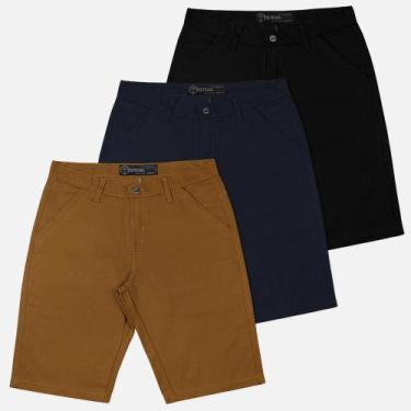Imagem de Kit 3 Bermuda Masculina Sarja Casual Coloridas - Tootexas, Caramelo, A