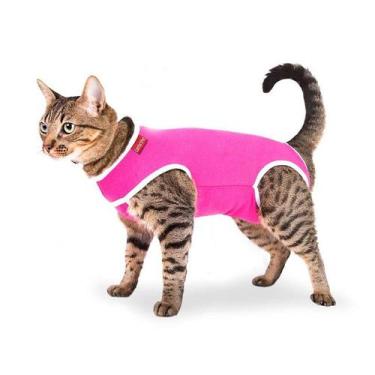 Imagem de Roupa Cirúrgica Confortpet Tradicional Rosa para Gatos - Tamanho 2