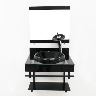 Imagem de Gabinete com cuba para banheiro de vidro apxx 60cm com cuba chapeu - p