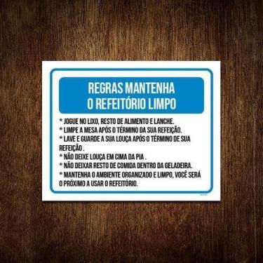 Imagem de Placa Sinalização - Regras Mantenha Refeitório Limpo 27X35 - Sinalizo