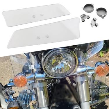Imagem de FINMOKAL Kit de proteção de defletor de vento de garfo dianteiro transparente para motocicleta compatível com Honda VT1100C2 VT750C Shadow Kawasaki VN1500 Vulcan Suzuki VL1500 Boulevard Yamaha XV1600