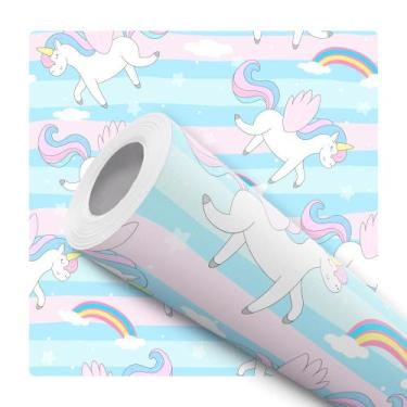 Imagem de Papel de Parede Vinílico Unicórnio Quarto Infantil 5m - DELIQUADROS