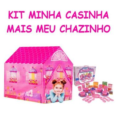Imagem de Kit Toca Barraca Casinha +Chazinho 1 Jarra 4 Copos 4 Xicaras - Big Sta