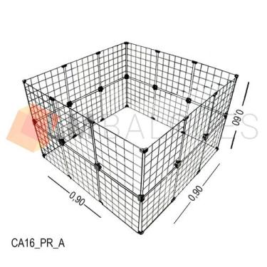 Imagem de Cercadinho Aramado Preto Para Pet - 0,90 X 0,60 X 0,90m - LM Balcoes
