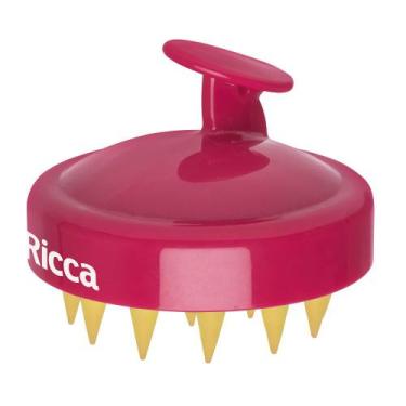 Imagem de Escova Massageadora de Couro Cabeludo Ricca Brush Shampoo Rosa 1 Unida