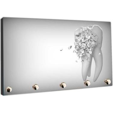 Imagem de Porta Chave Dentista Dente Consultórios Sorriso Organizador Chaveiros 