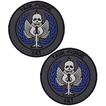 Imagem de C-All of D-uty Task Force 141 adesivos com logotipo gancho e laço tático moral aplique fixador bordado militar patch 2 peças (cor 4)