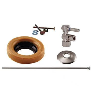 Imagem de Westbrass Kit de instalação de vaso sanitário com alavanca D1615TBL-07 com anel de parada IPS de 1/4 de volta de 1/5.1 cm e anel de cera, níquel acetinado