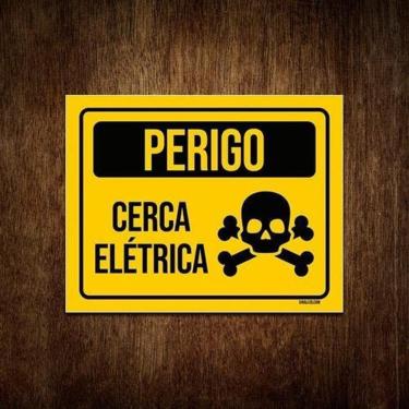 Imagem de Placa De Sinalização Aviso Perigo Cerca Elétrica 36X46