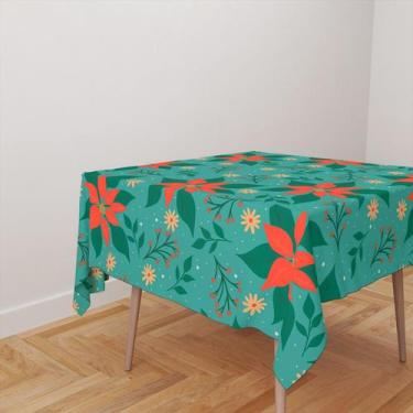 Imagem de Toalha De Mesa Quadrada 4 Lugares Tecido Oxford Flores Natalinas TL179