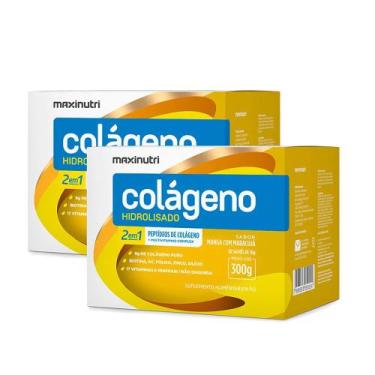 Imagem de Kit 2 Colágeno em Pó Hidrolisado 30 Saches Manga Maracujá - Maxinutri