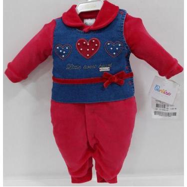 Imagem de Macacão Longo Luxo Bebê Menina Paraiso Plush C/ Jeans 11586 - Paraíso,