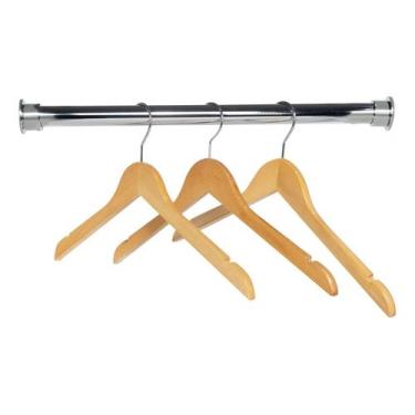 Imagem de Kit tubo cabideiro redondo com suporte lateral 1m cromado - VETTRA