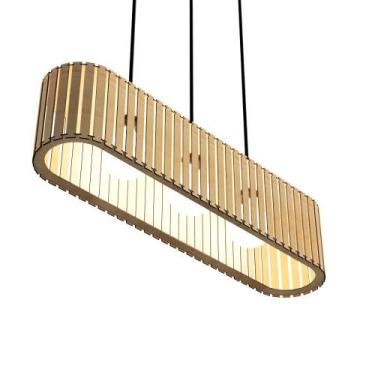 Imagem de Luminária Pendente Via Láctea Modelo Ripado - CORALISA, MDF CRU