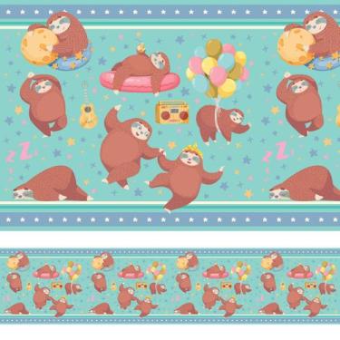 Imagem de Faixa Decorativa de Parede Infantil Bicho Preguiça 10cmx5m - Quartinho