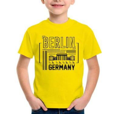 Imagem de Camiseta Infantil Berlim Alemanha - Foca na Moda, Amarelo, 2