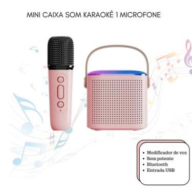 Imagem de Caixa De Som Portátil Com Microfone Karaokê sem fio Bluetooth Luzes LE